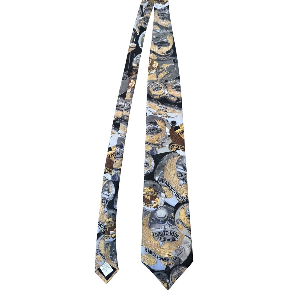 Ralph Marlin Tie Mens One Size Black Harley-Davidson Motorcycle Eagle Novelty